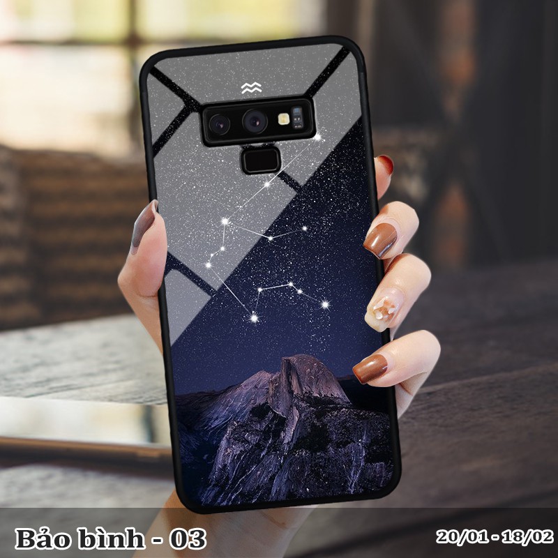 [Mã ELORDER5 giảm 10K đơn 20K] Ốp lưng kính 3D Samsung Galaxy Note 9 -cung hoàng đạo