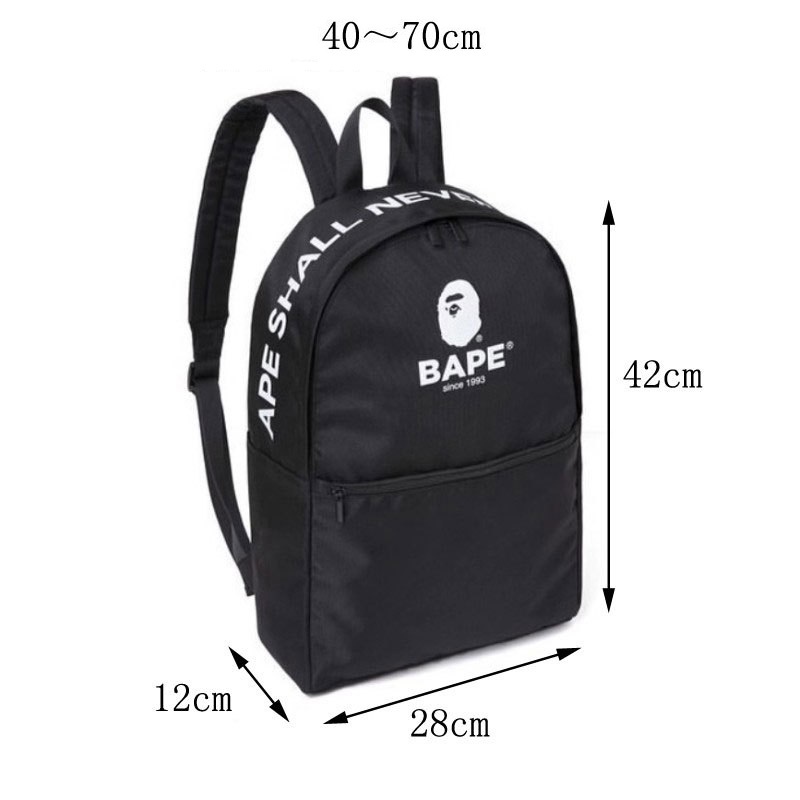 Balo Bape Black, A Bathing Ape Backpack, Chất liệu Polyester chống nước, size 28x42 DuSo.LuxuryStreetwear
