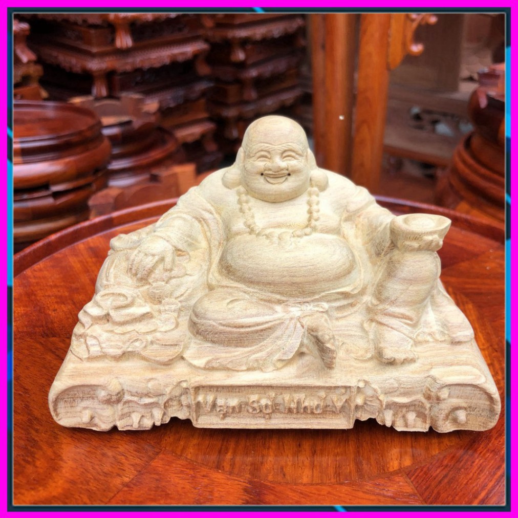 Tượng gỗ Phật Di Lặc để taplo ô tô hoặc bàn làm việc - ĐÚNG ẢNH ĐÚNG MẪU