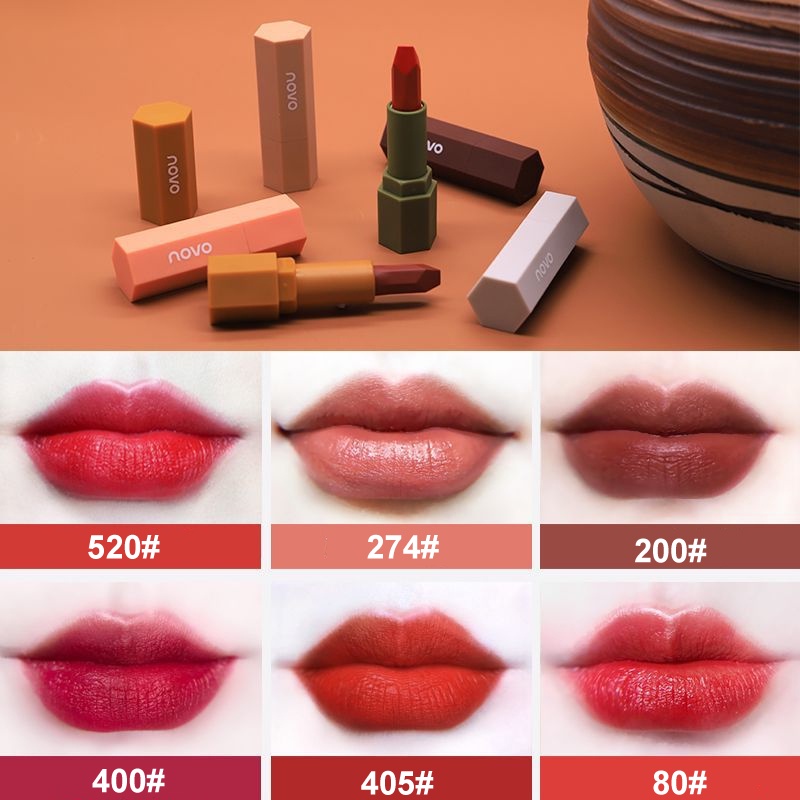 Son Lì NOVO5272 Với 6 Màu Tinh Tế Giúp Trang Điểm Dễ Dàng Và Lên Màu Tự Nhiên