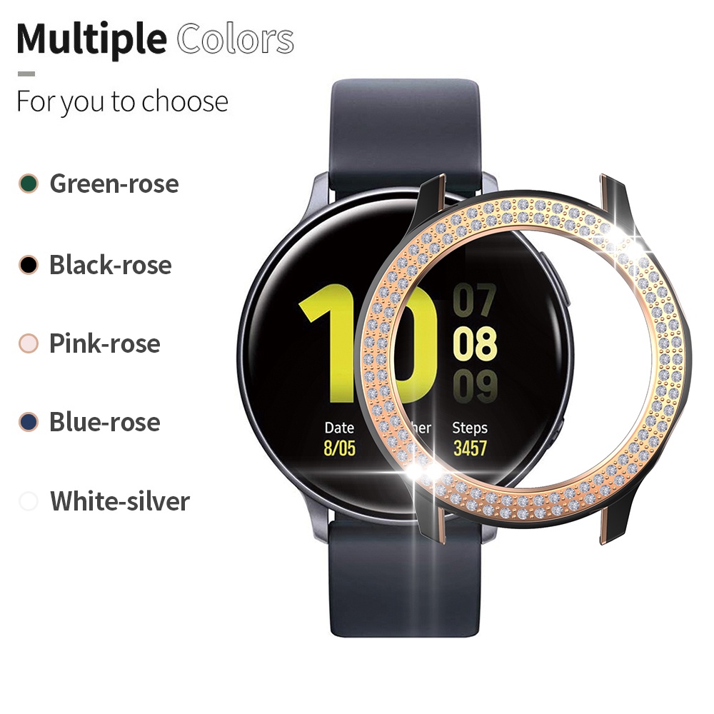 Ốp Bảo Vệ Bằng PC Cứng Hai Màu Đính Đá Sang Trọng Cho Samsung Galaxy Watch Active 2 44/40mm