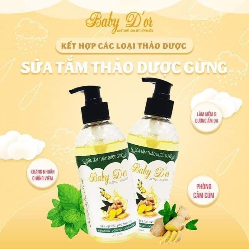 Sữa Tắm Thảo Dược Gừng Baby D'or Kháng Khuẩn Cho Làn Da Bé 300ml