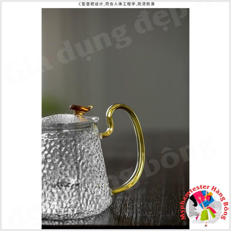(HÀNG ĐẸP) Ấm pha trà lọc thuỷ tinh 500ml