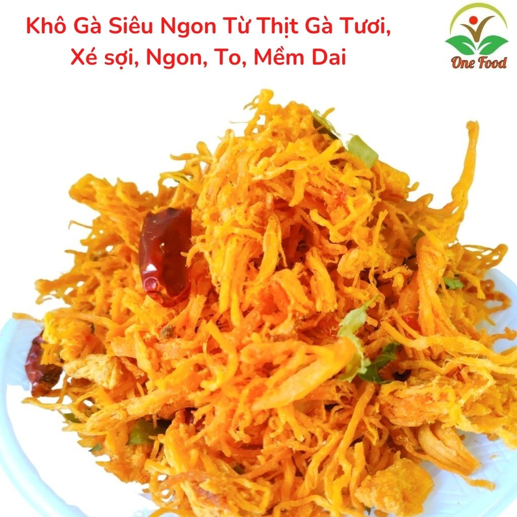 Khô Gà Lá Chanh Xé Cay Loại 1 Cực Ngon - KHÔ GÀ NGON - Đồ Ăn Vặt - 100% Từ Thịt Gà Dai ngon - OneFood68