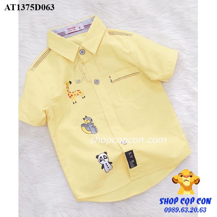 Áo sơ mi hình thú cho bé trai từ 9 đến 26kg