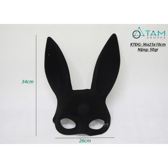 Mặt nạ nhựa Tai thỏ dài phun nhung đen HLW-MN-57 TTTM