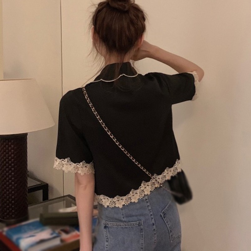 Áo Sơ Mi Cổ Búp Bê Phối Ren Xinh Xắn Dành Cho Nữ