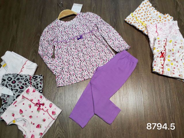 Bộ cotton thun dài tay bé gái