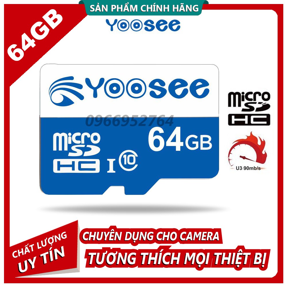 Thẻ Nhớ MicroSD Yoosee Pro Plus 64GB U3 4K - Thẻ Đỏ Cao Cấp