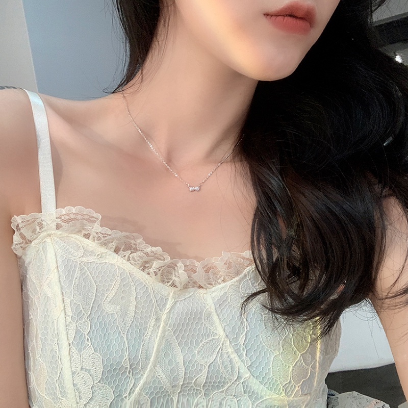 Vòng cổ Mặt Nơ Pha Lê Dễ Thương Thời Trang Cho Nữ