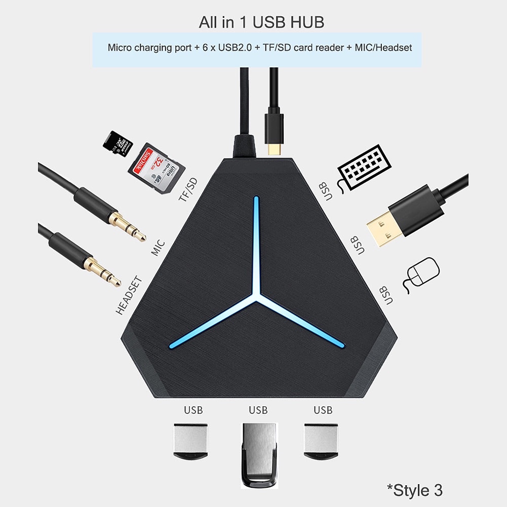 Bộ chia cổng HUB USB SIDOTECH 6 cổng mở rộng đèn LED P00310923
