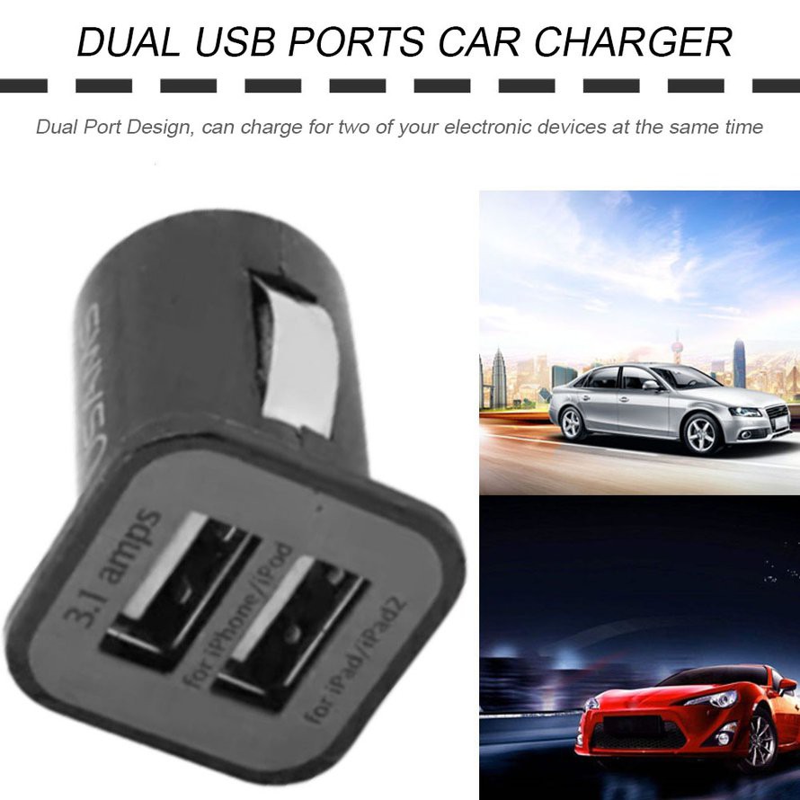 Tẩu Sạc Cho Xe Hơi, xe  2 Cổng USB USAMS Universal 12V 3.1A
