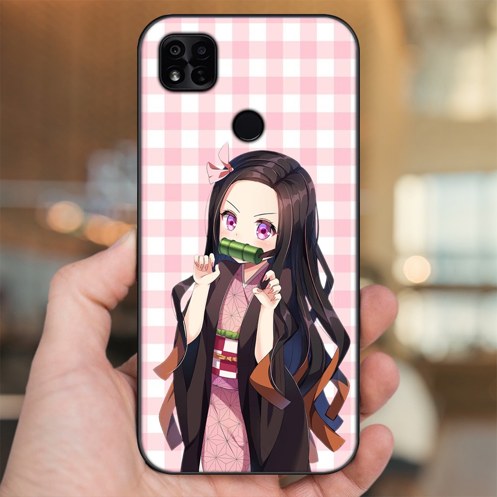 Ốp lưng Xiaomi Redmi 10A viền đen in hình Nezuko Kimetsu no Yaiba