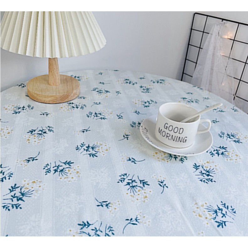 [120*120cm] Khăn trải bàn vải flannel không thấm nước họa tiết hoa tử đinh hương phong cách nhẹ nhàng vintage - T062