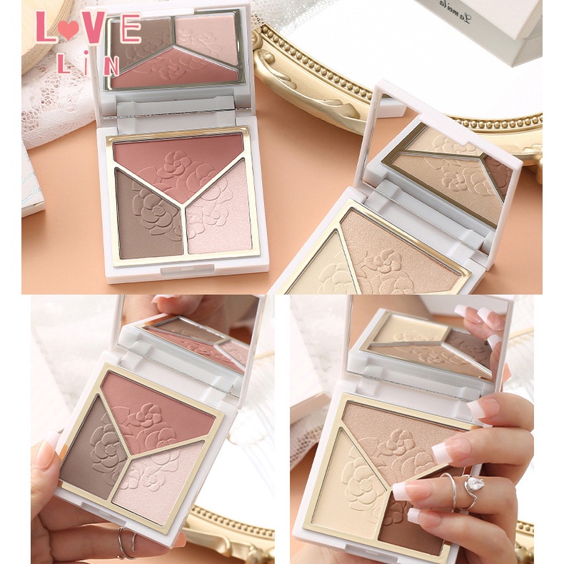 [Hàng mới về] Bảng phấn trang điểm mắt / mũi / má hồng có độ bóng cao ba màu sắc đẹp mắt Lameila | BigBuy360 - bigbuy360.vn