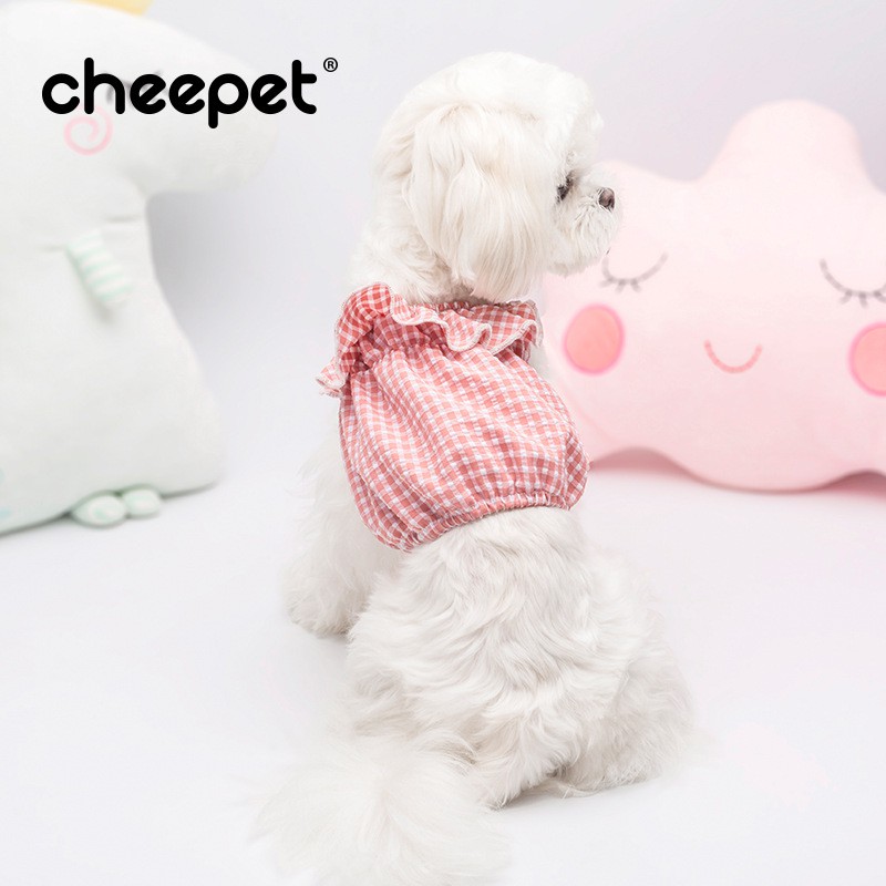 Cheepet Áo croptop kẻ caro cho chó mèo/thú cưng