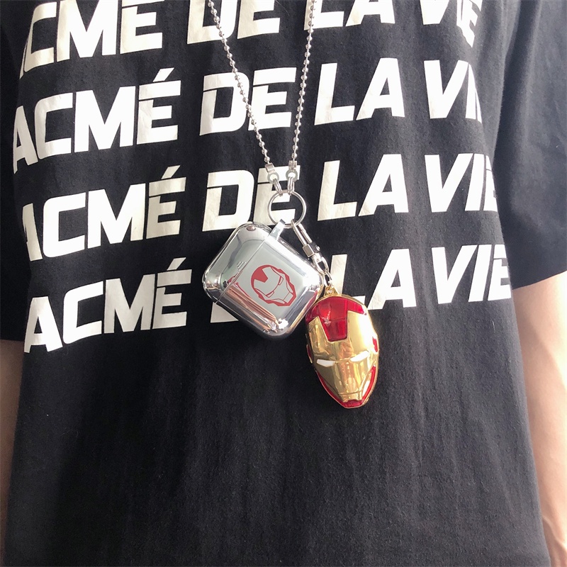 Vỏ bảo vệ hộp sạc tai nghe AirPods Pro/ 1/ 2/ 3 hình Iron Man mạ điện độc đáo