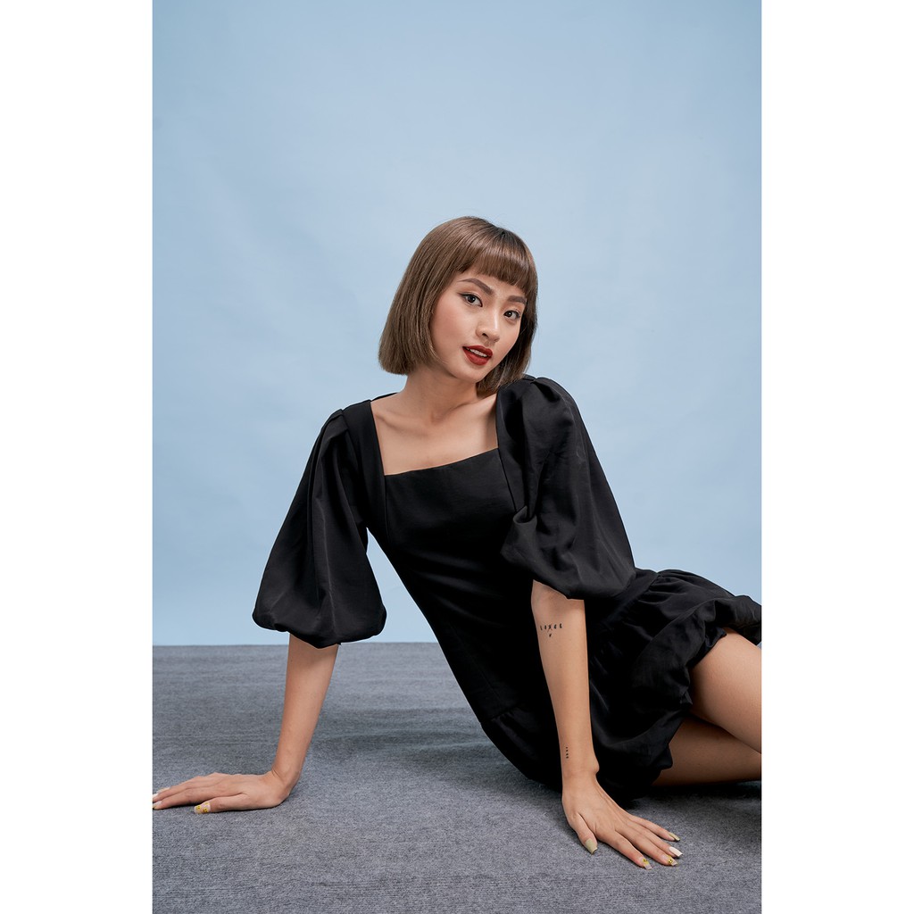 DOTTIE- Đầm ngắn phối tùng bèo nữ đen D0144 | BigBuy360 - bigbuy360.vn