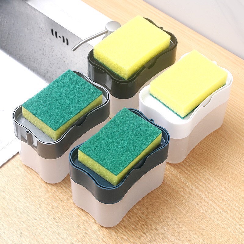 Hộp Đựng Nước Rửa Chén Bát Thông Minh Kèm Miếng Mút Bọt Biển Tiện Lợi