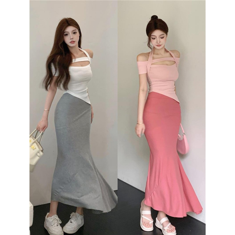 Set Áo Trễ Vai + Chân Váy Đuôi Cá Thời Trang Nữ