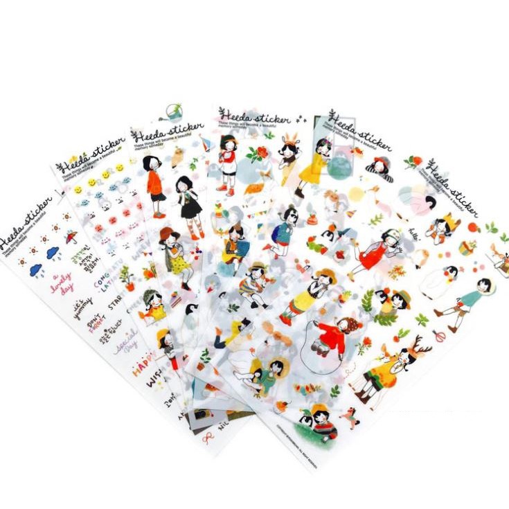 Bộ 6 tấm sticker trang trí Heeda