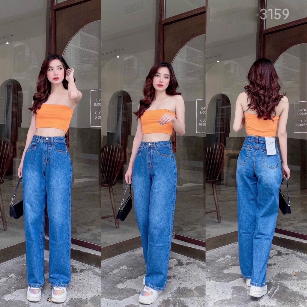 Quần Jeans Baggy Lưng Cao Ống Suông, Quần Jeans Baggy Nữ Ống Rộng, Quần Jeans Baggy Nữ Cạp Cao Ống Rộng