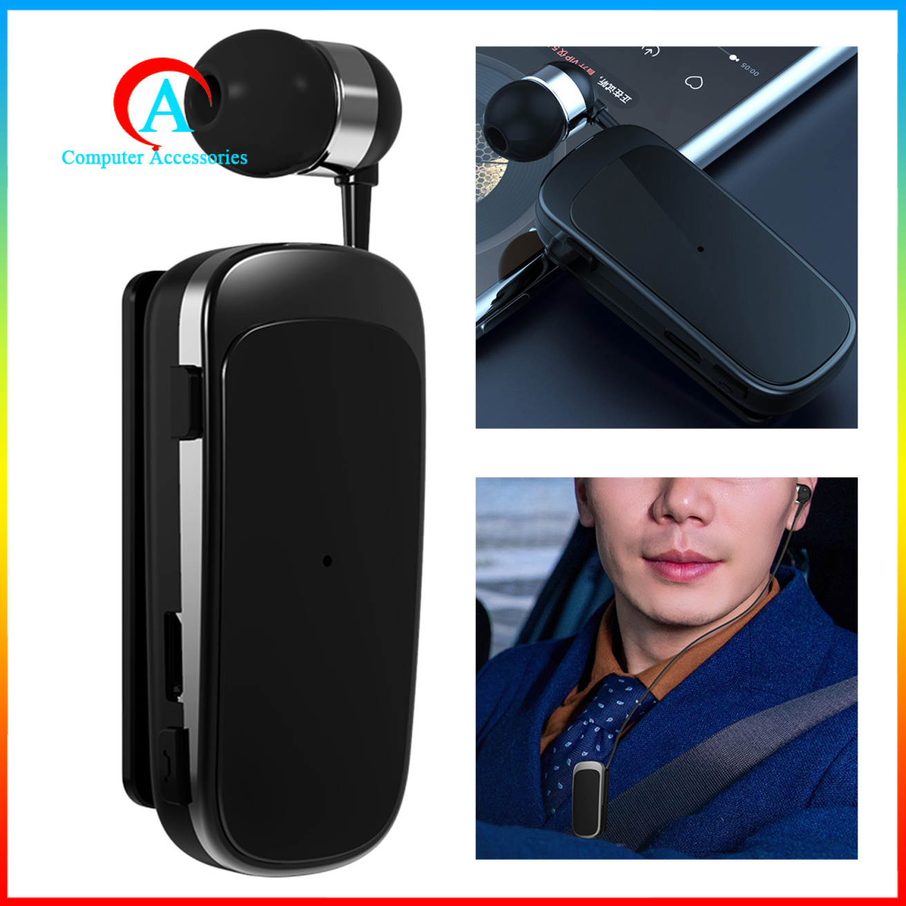 FINEBLUE Tai Nghe Bluetooth Cài Áo K52 Có Dây Rút