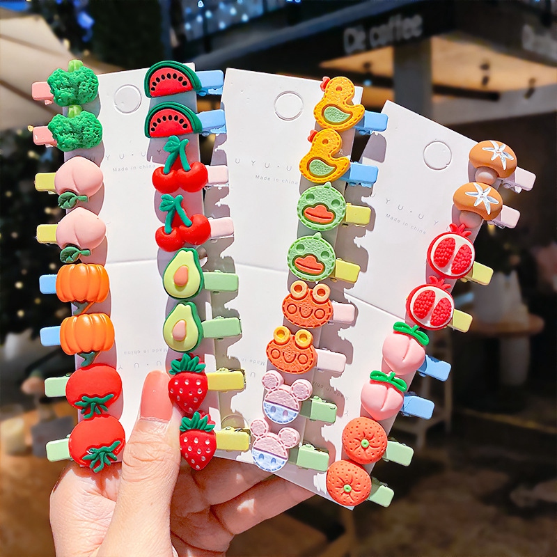 Set 10 Kẹp Tóc Kiểu Dáng Hoạt Hình Dễ Thương Cho Bé Gái