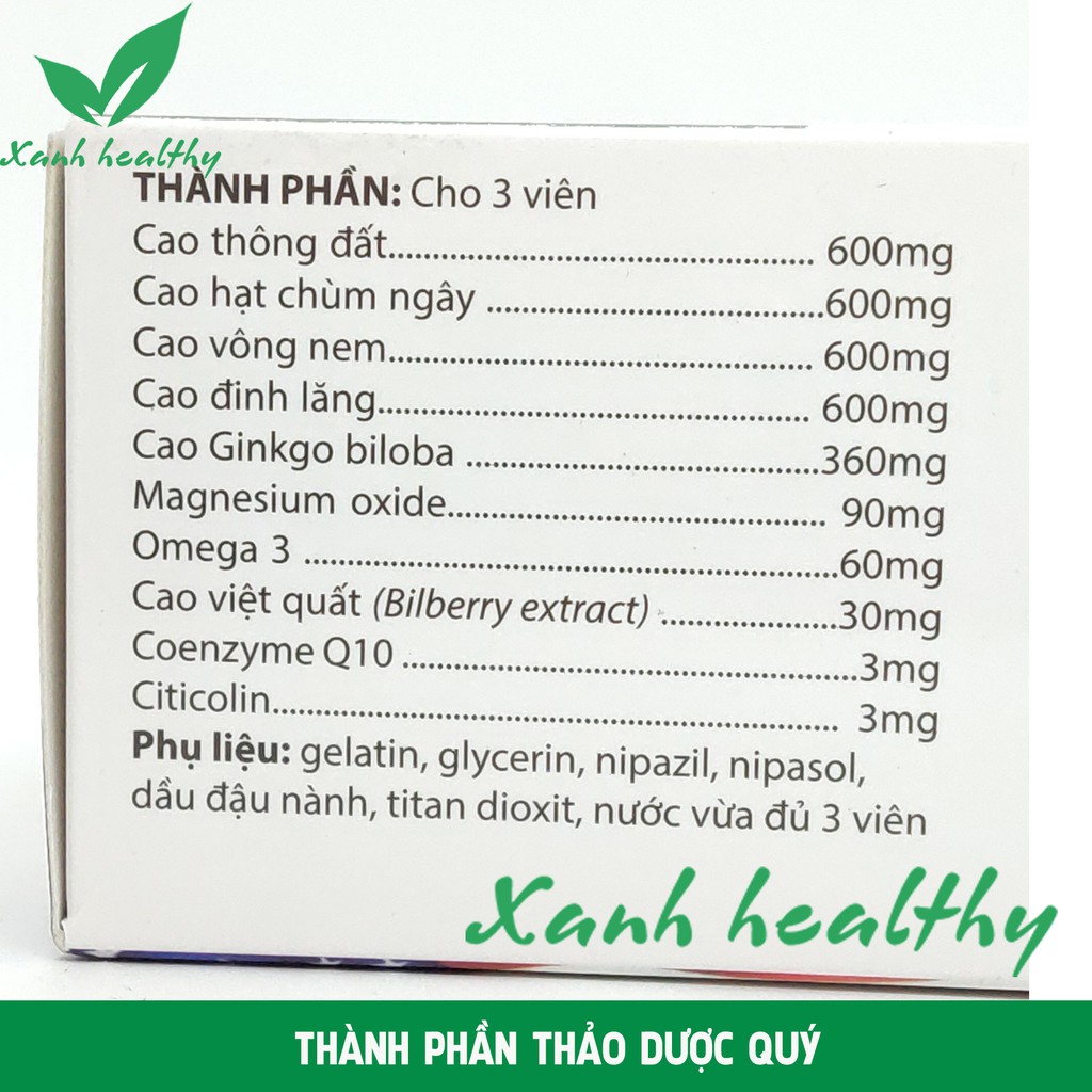 Viên uống An Dưỡng Não Ginkgo Biloba 60-  Thành phần thảo dược giúp Giảm đau đầu chóng mặt, rối loại tiền đình hiệu quả