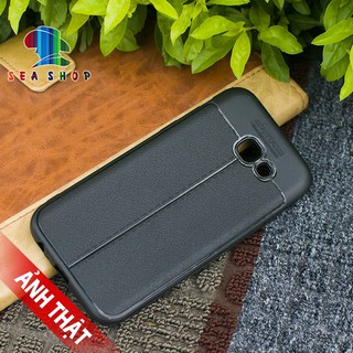 Ốp lưng Samsung Galaxy A5 2017/ A520 Vân giả da chống sốc Auto Focus ( Đen )