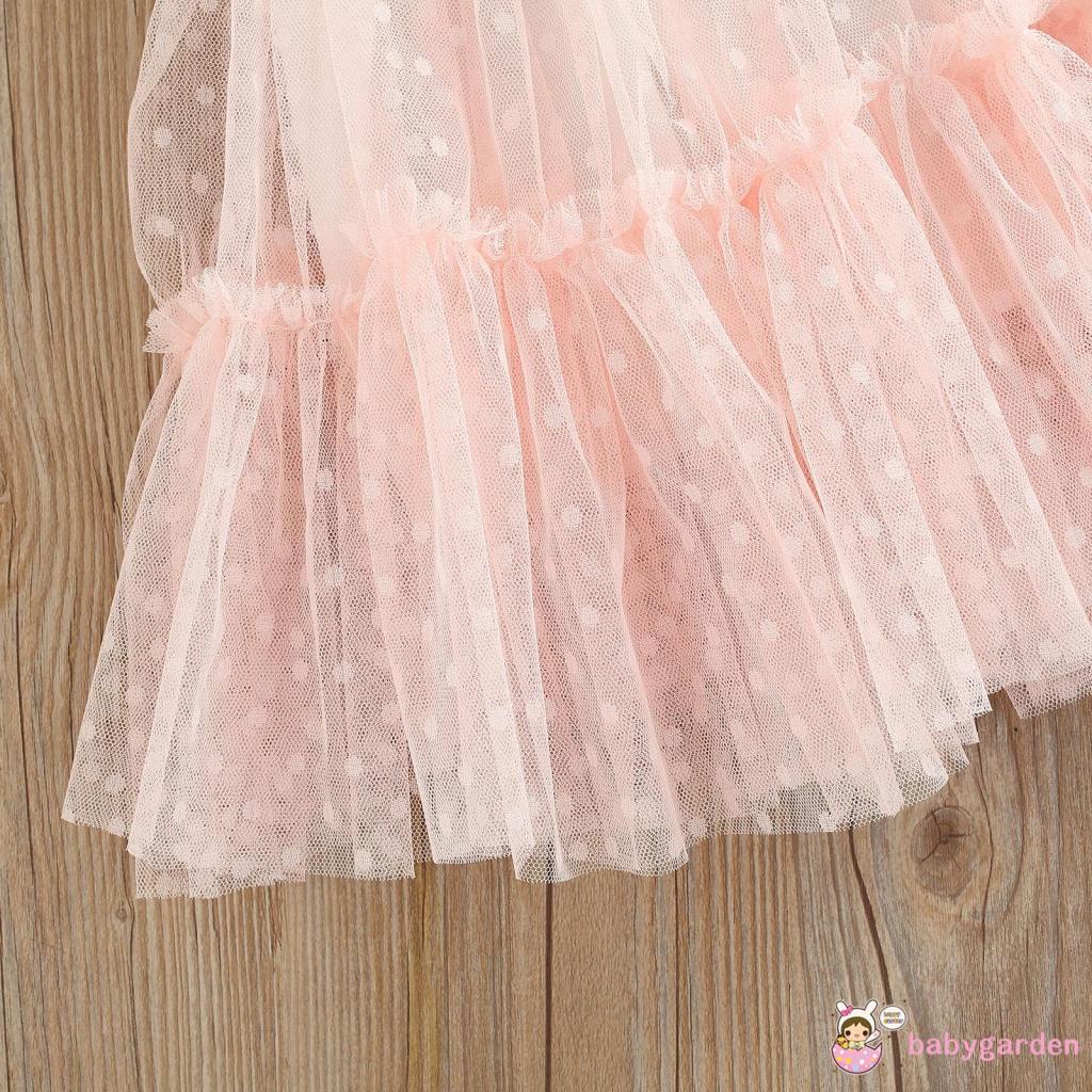 Đầm Công Chúa Không Tay Phối Lưới Có Thể Điều Chỉnh Dây Đeo Vai Thời Trang Mùa Hè Cho Bé Gái 0-3 Tuổi