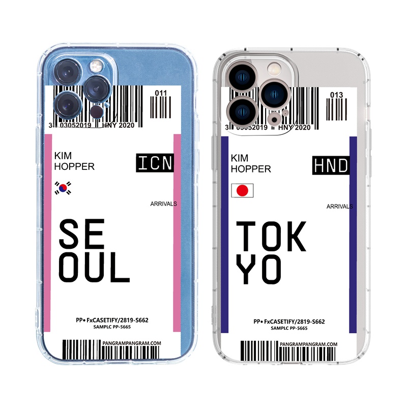 Ins Tide Boarding Pass SEOUL TOKYO MONTREAL Transparent Soft TPU Case for Iphone 11 Pro Max XR Xs Max 8 7 Plus