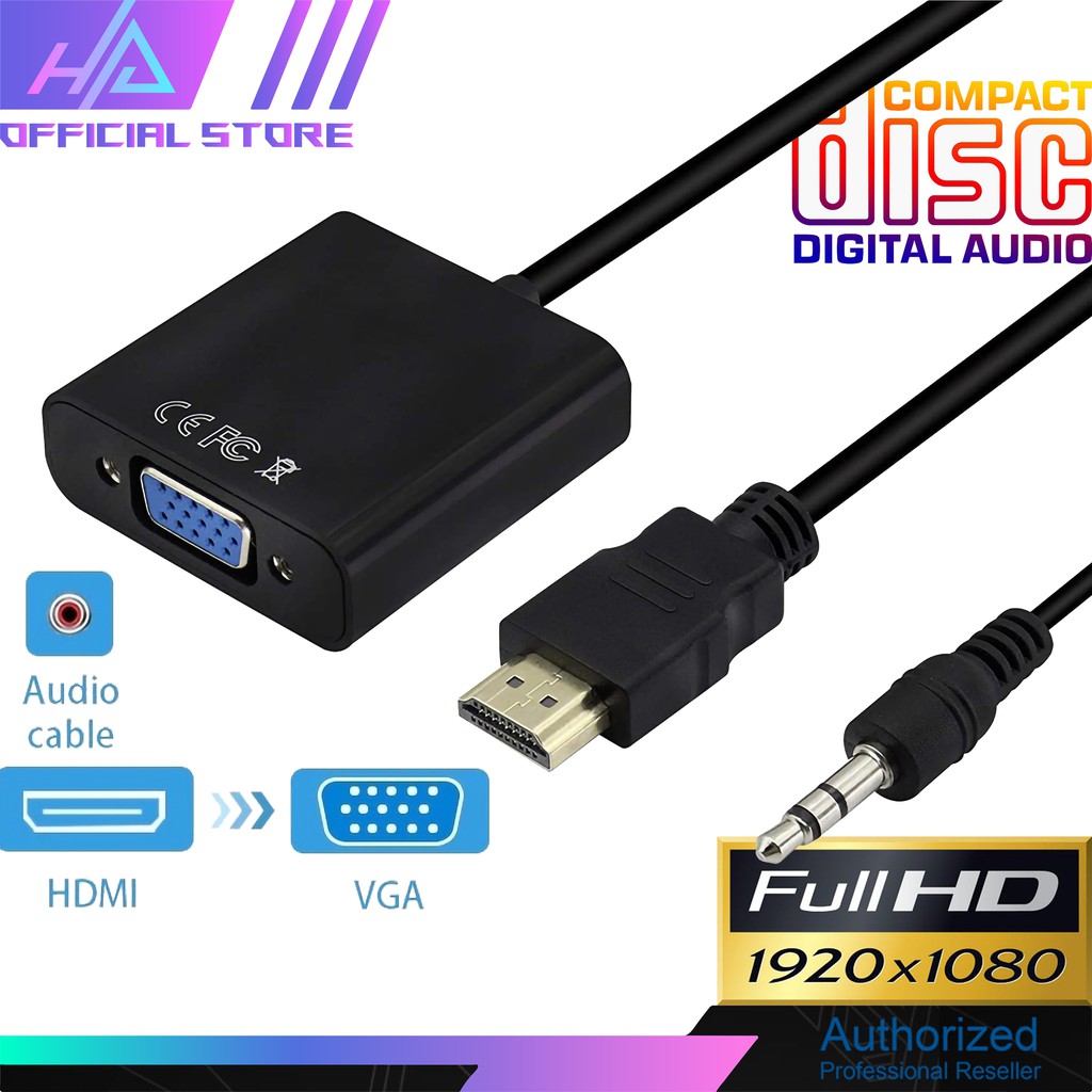 Cáp HDMI to VGA có Audio chuyển đổi tín hiệu HDMI sang VGA, HDMI to VGA with Audio #Full HD