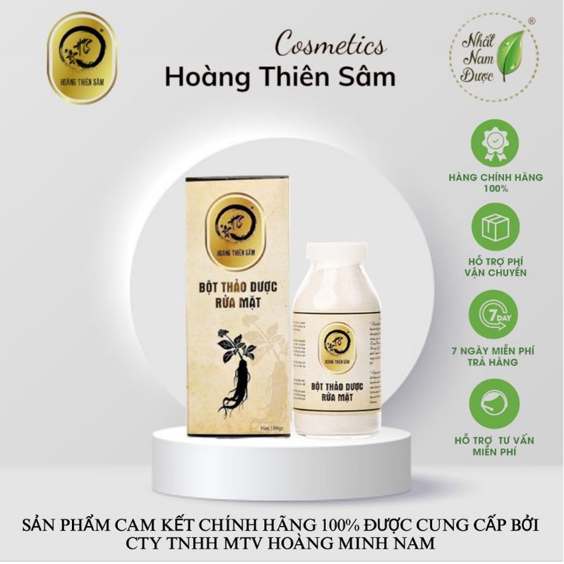 Bột Rửa Mặt Thảo Dược Hoàng Thiên Sâm 100g Thúc đẩy nhanh quá trình tái tạo da giúp kiềm dầu