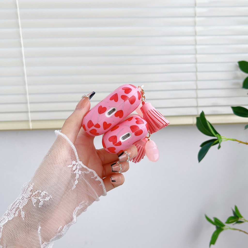 Vỏ Bảo Vệ Hộp Sạc Tai Nghe AirPods3 Pro AirPods2gen Màu Hồng Họa Tiết Trái Tim Dễ Thương 2021 Ốp