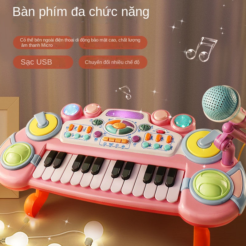 buvp7seowlĐồ chơi đàn piano điện tử cho trẻ em mới bắt đầu có micrô micro đàn piano cho trẻ sơ sinh có thể chơi cô gái 2