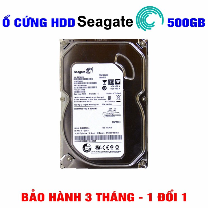 Ổ cứng HDD 3.5&quot; Seagate 500GB  – Chính Hãng – Mới 99% Tháo máy đồng bộ – Bảo hành 3 tháng