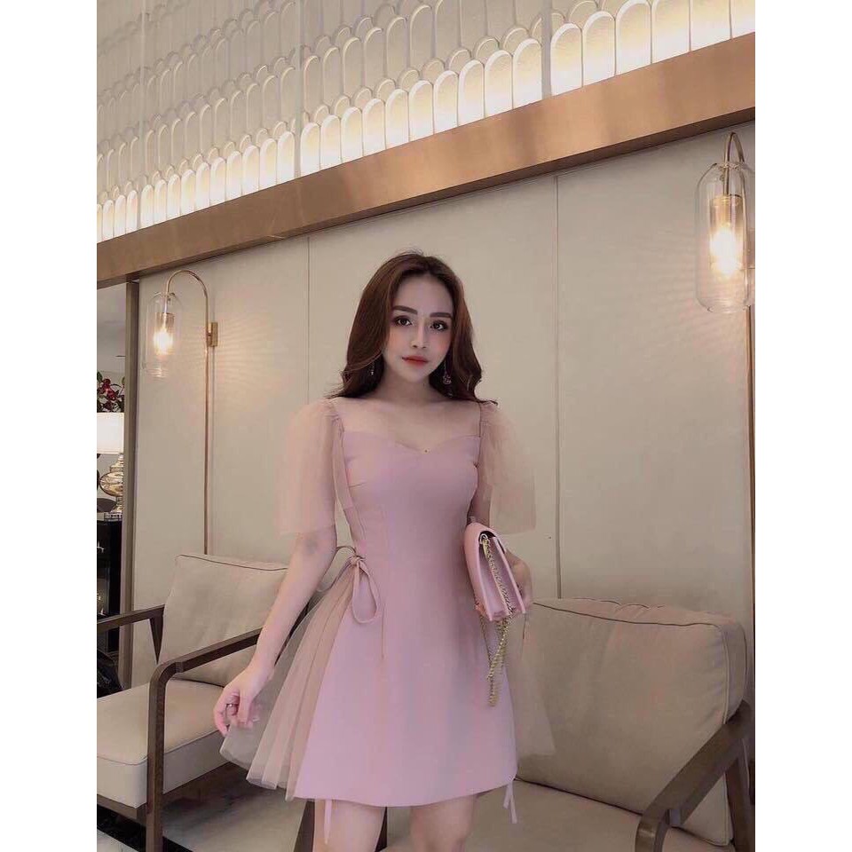 Đầm xòe dự tiệc phối lưới siêu xinh + Ảnh thật | BigBuy360 - bigbuy360.vn