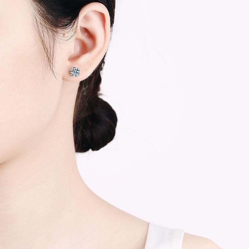 X-505  Bông tai bạc S925,  5mm / 6,5mm Moissanite