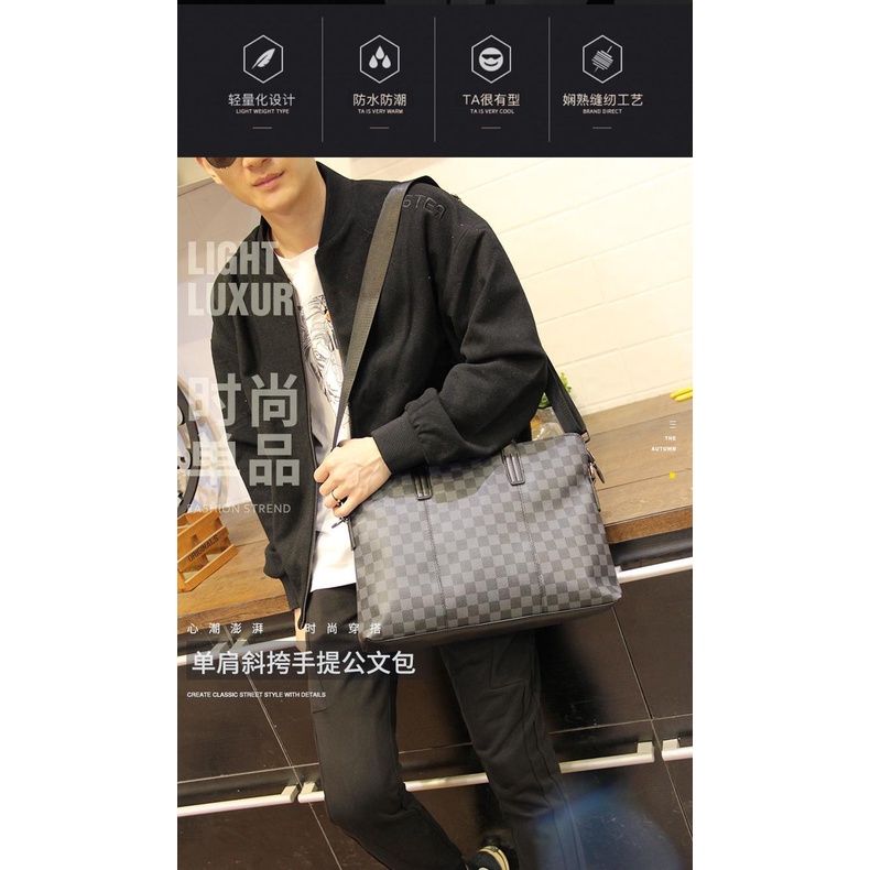 Túi đeo vai đựng máy tính NSGSB33 Mdzf họa tiết sọc caro phong cách Hàn Quốc thời trang công sở cho nam 2021 | BigBuy360 - bigbuy360.vn