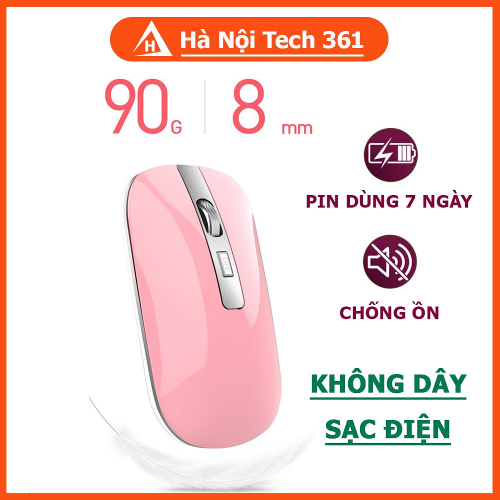 Chuột không dây máy tính dùng pin sạc lại kết nối bằng đầu thu USB 2.4GHz- A8