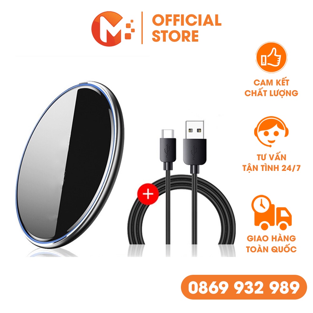 Đế Sạc Không Dây Gương Qi 15W Cảm Biến Sạc Nhanh Dành Cho iP Samsung Mikatek