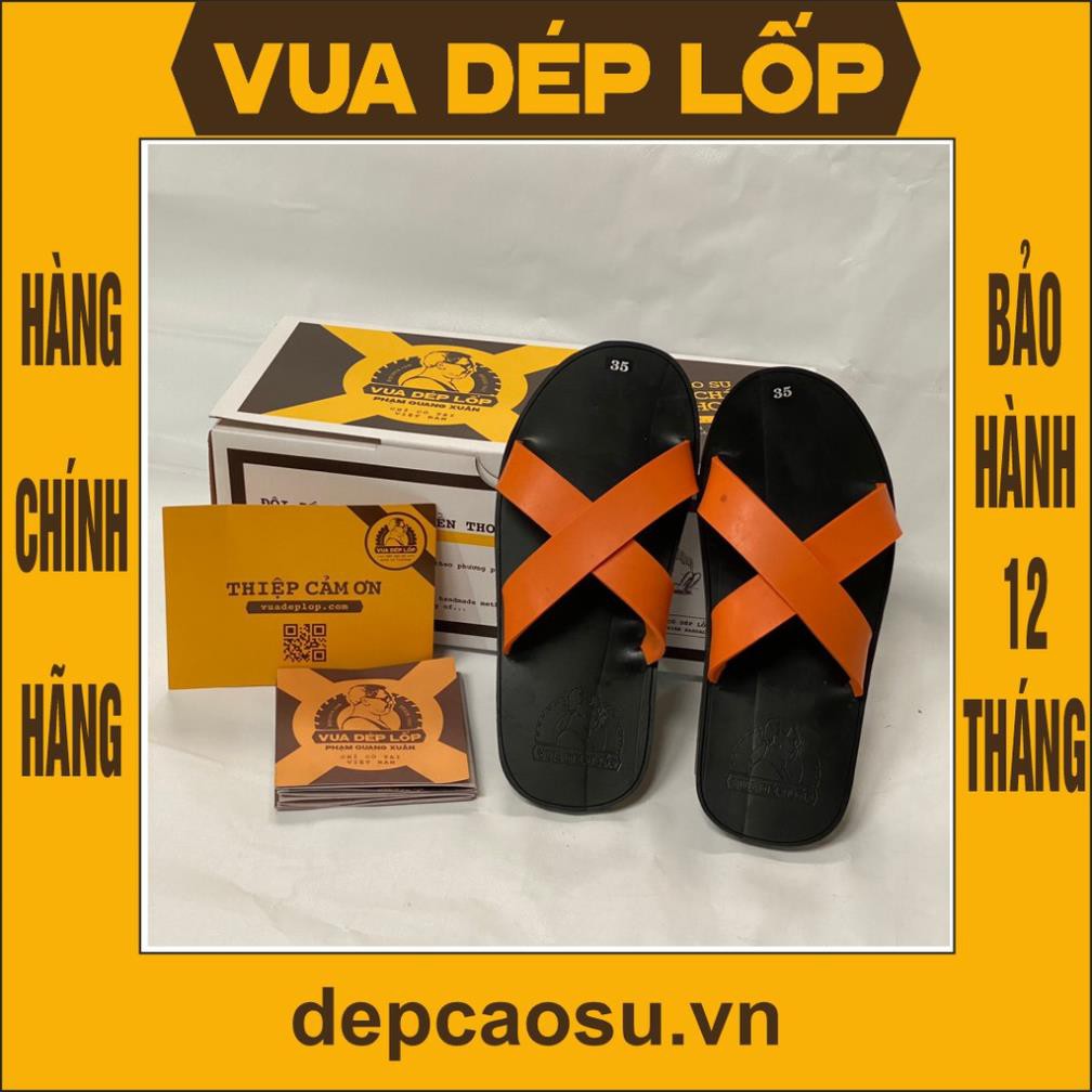 Dép cao su Bác Hồ 2 quai chéo màu cam Vua Dép Lốp