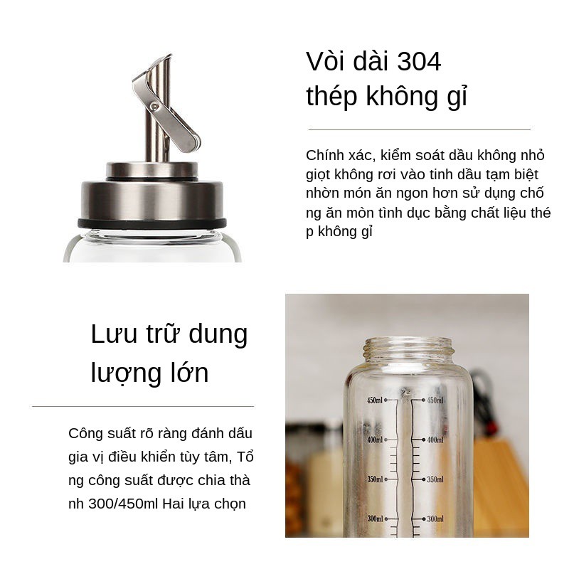 Tuyệt vời vòi inox 304 tự đóng mở trong gia đình Chai dầu nhà bếp dung tích nhỏ Nồi thủy tinh Châu Âu