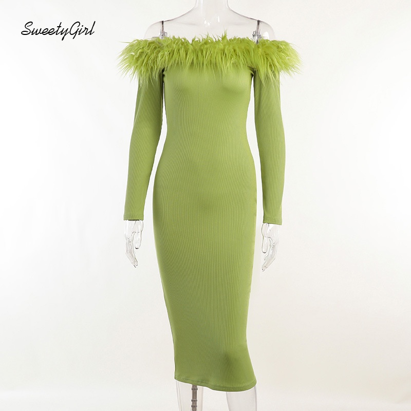 Đầm Maxi Tay Dài Hở Vai Màu Trơn Thời Trang 2022 Dành Cho Nữ