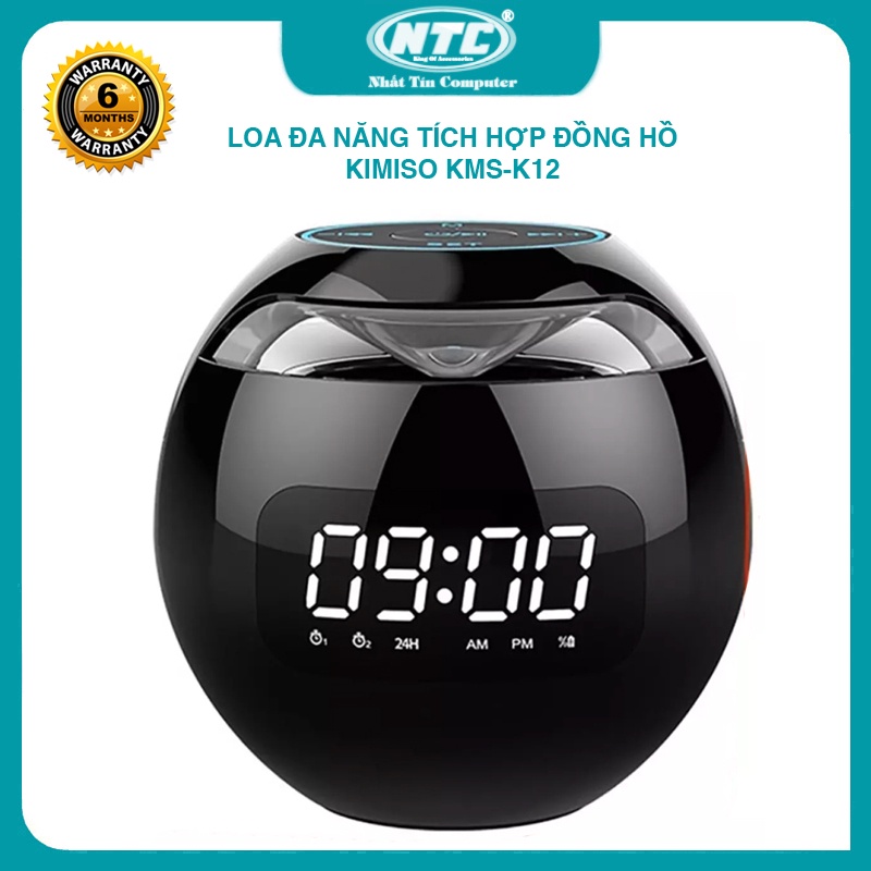 Loa bluetooth đa năng KIMISO KMS-K12 hỗ trợ FM/TF - tích hợp đồng hồ báo thức (nhiều màu) - Nhất Tín Computer