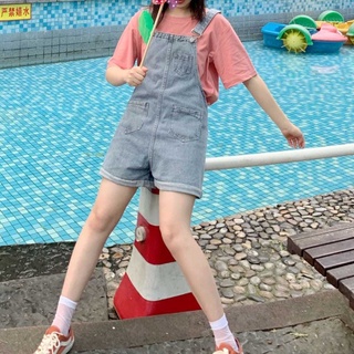 Quần yếm denim dáng rộng phong cách hàn quốc dễ thương thời trang cho nữ
