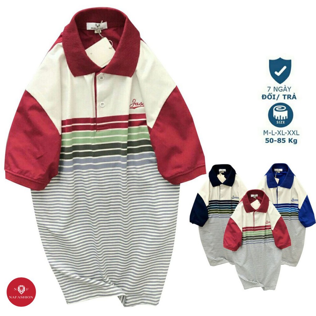 Áo Polo nam phối ngang Trung Niên PEGAS vải cá sấu Cotton xuất xịn -N0- AO POLO NAM