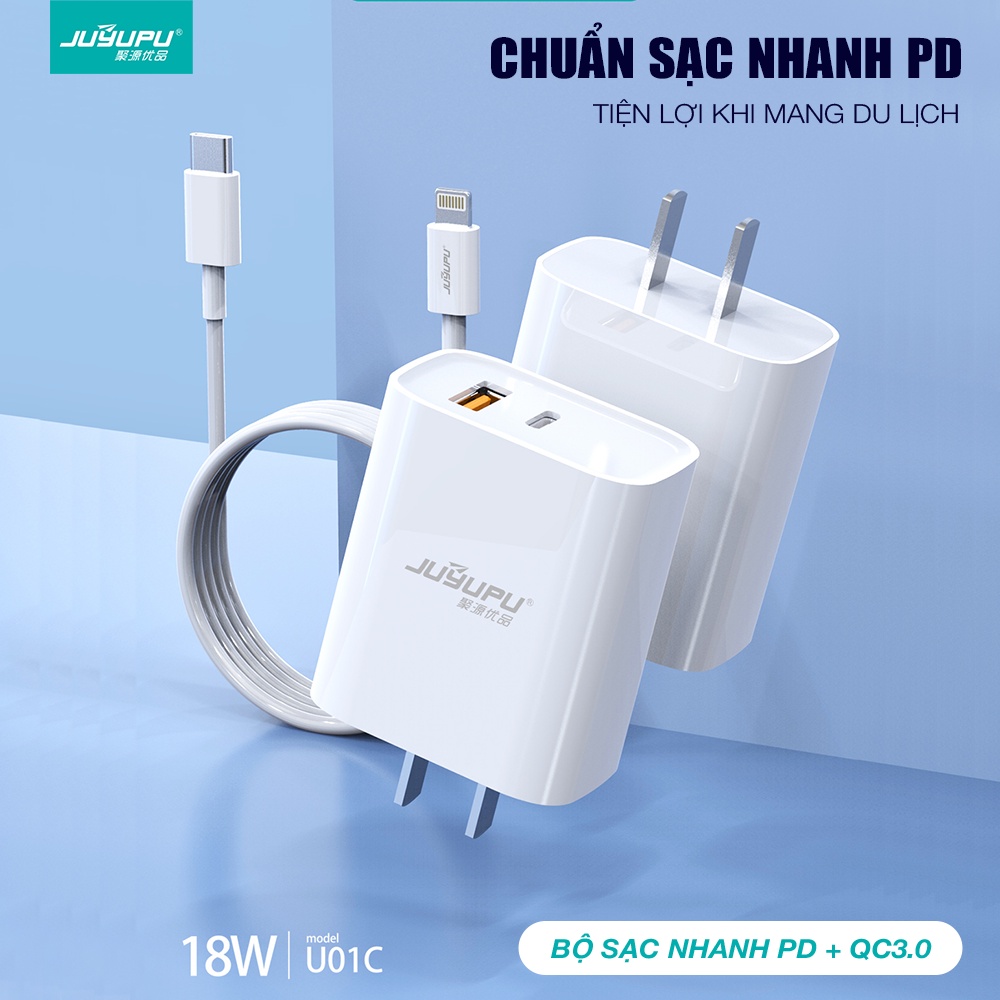 Bộ sạc nhanh FENGZHI 01C PD 18W USB QC3.0 gồm củ và dây sạc cao cấp