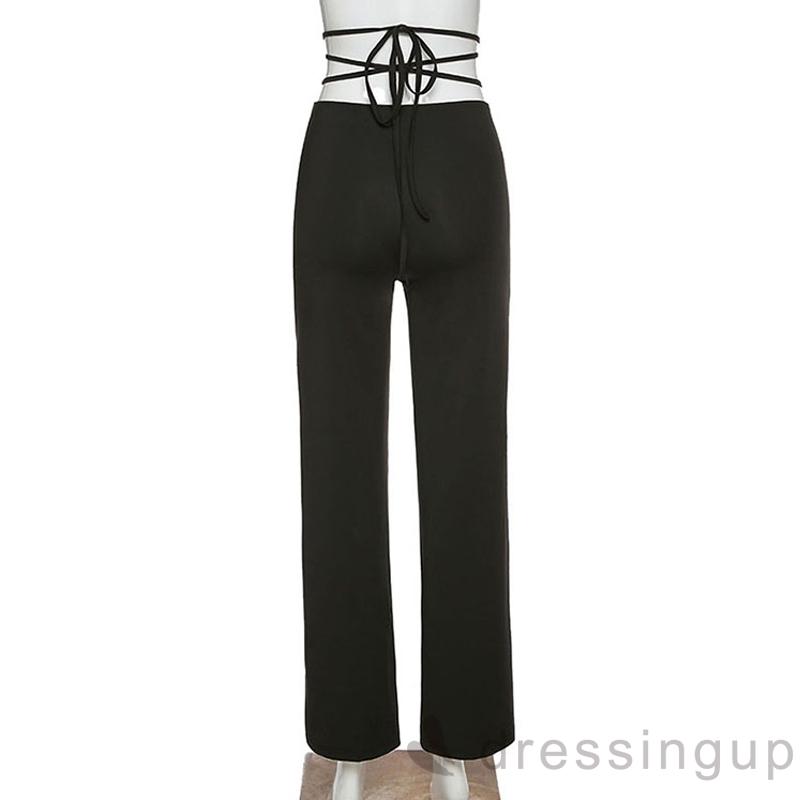 Quần Dài Lưng Cao Màu Trơn Thiết Kế Đơn Giản Cho Nữ